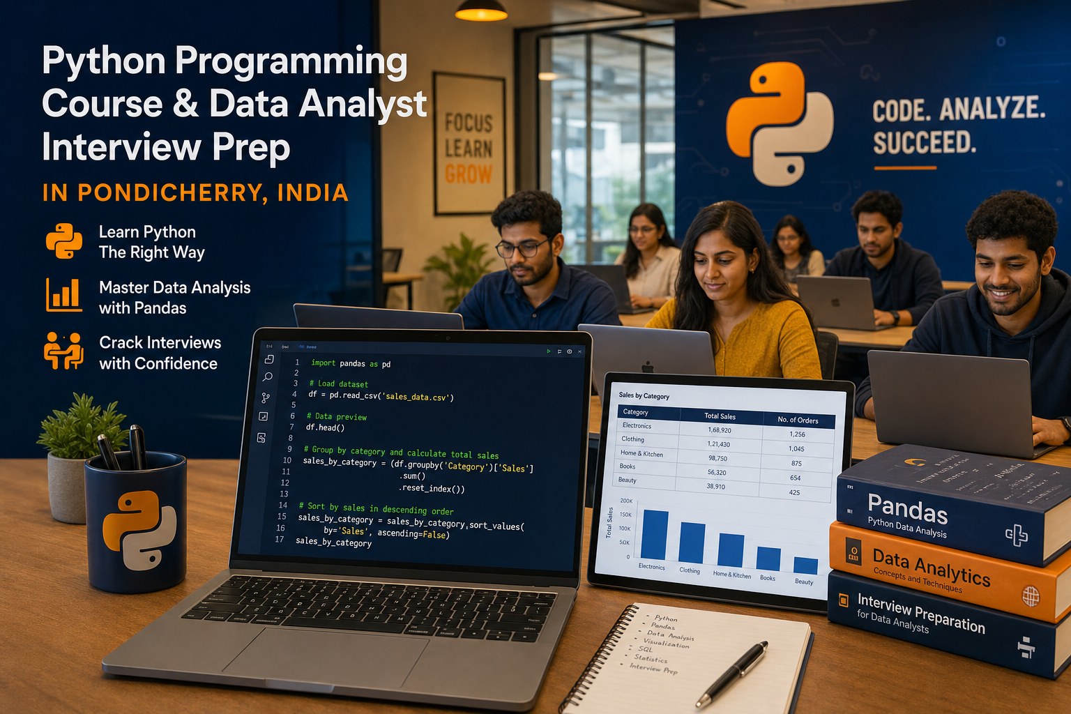 Python programming course in Pondicherry — Pandas training for data analyst interview preparation