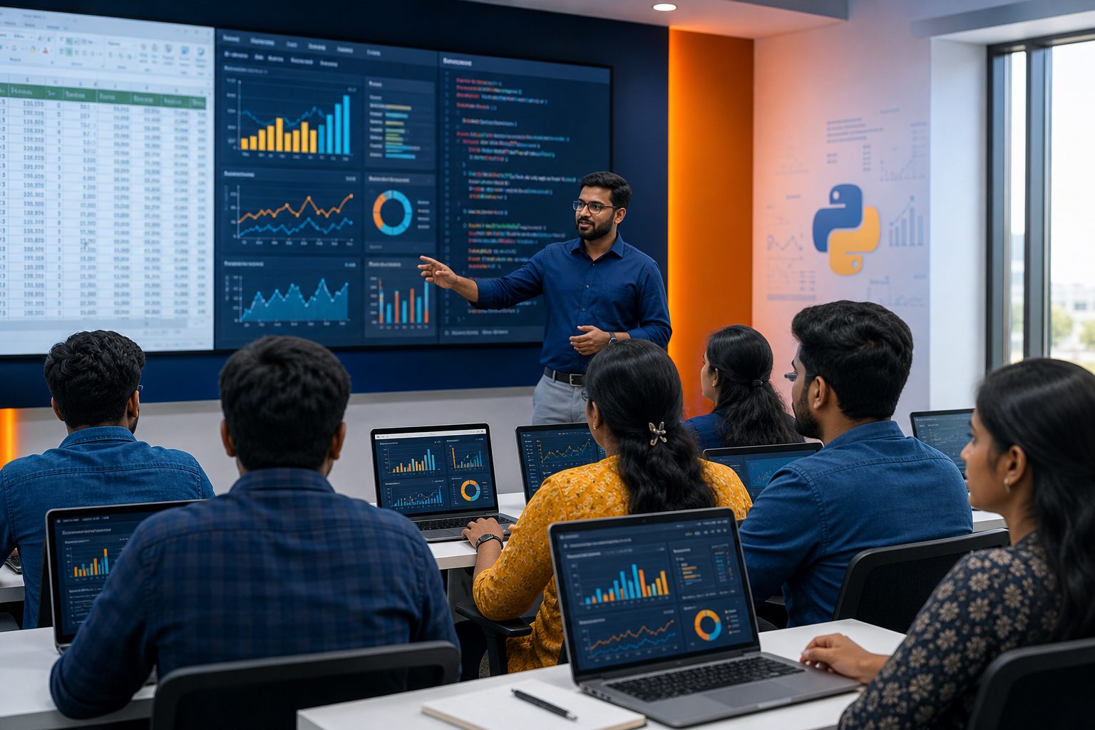 Data analytics training in Pondicherry — students learning Power BI and Python